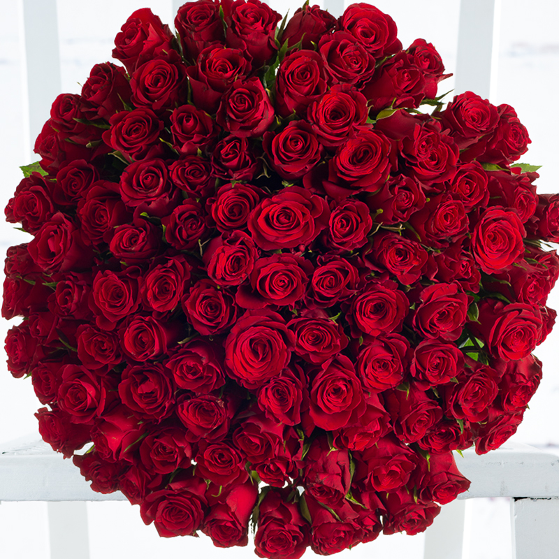 100 Red Roses - Deluxe Red Rose Flower Bouquet - Hand-Tied by Luxury Florist - Next Day Flower Delivery UK - Appleyard London