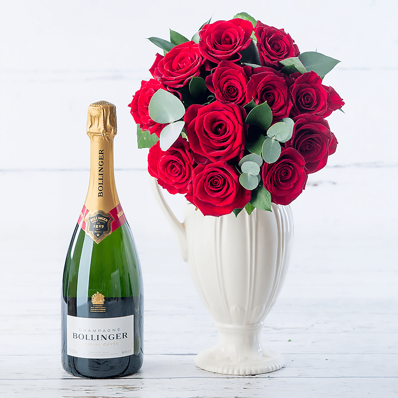 Opulent Red Roses & Bollinger