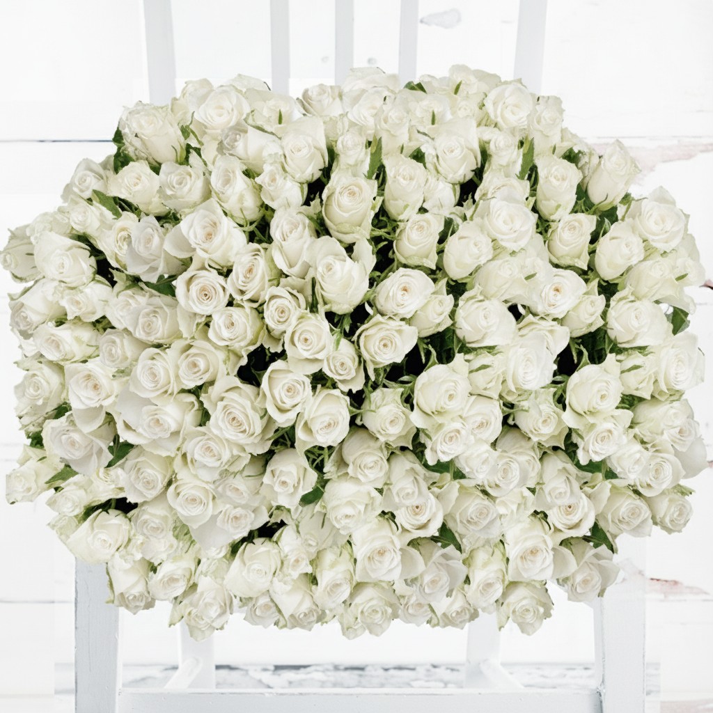 200 White Roses - Luxury Roses Bouquet - Next Day Flower Delivery UK - Appleyard London