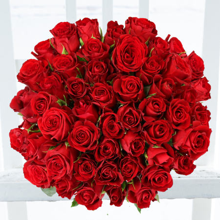 50 Red Roses - Deluxe Red Rose Flower Bouquet - Hand-Tied Flowers - Next Day Flower Delivery UK - Appleyard London