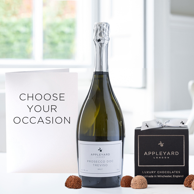 Prosecco, Chocolate Truffles & Occasion Card - Luxury Alcohol & Chocolates Gifts - Gifts Delivered by Appleyard London - Gift Idea - Next Day Gift