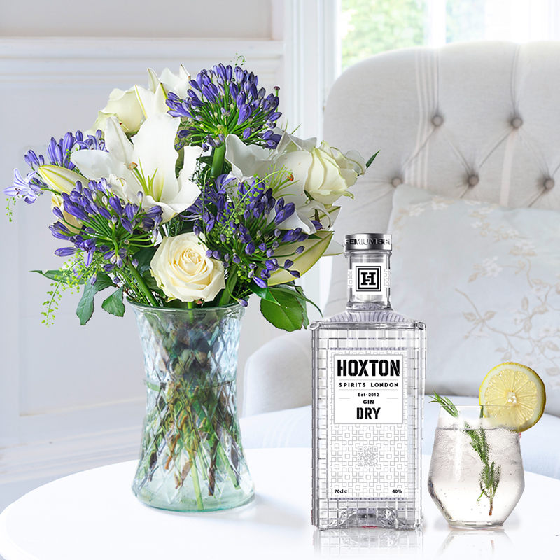 Flowers & Alcohol - Bluebelle & Hoxton Dry Gin - Next Day Flower & Gift Delivery UK - Appleyard London