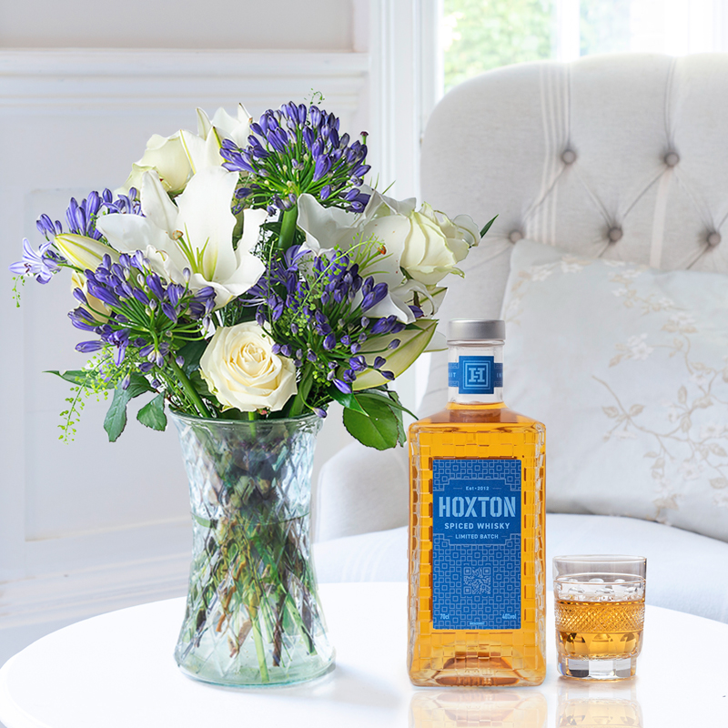 Flower Gift Set Bluebelle & Hoxton Spiced Whiskey - Next Day Flower & Gift Delivery UK - Appleyard London
