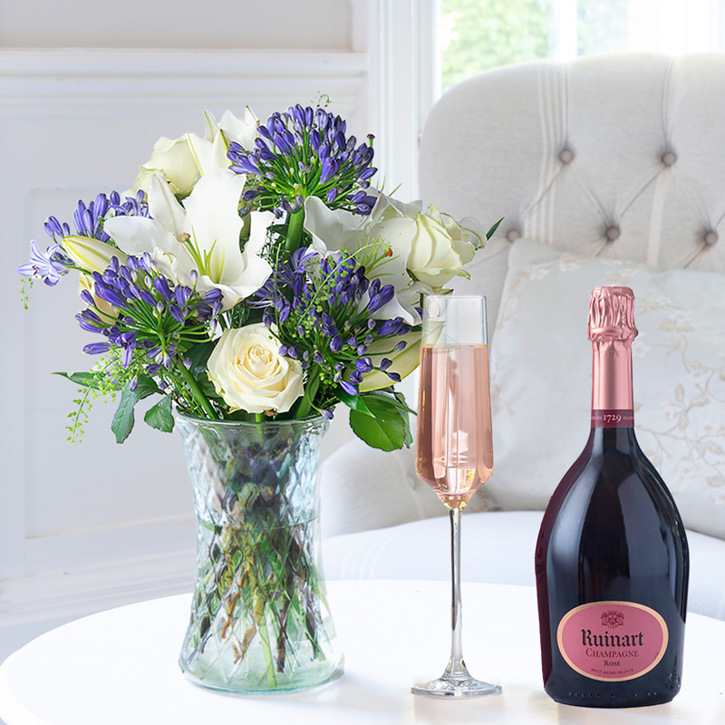 Flowers & Champagne Bluebelle & Ruinart Rosé - Next Day Flower & Gift Delivery UK - Appleyard London