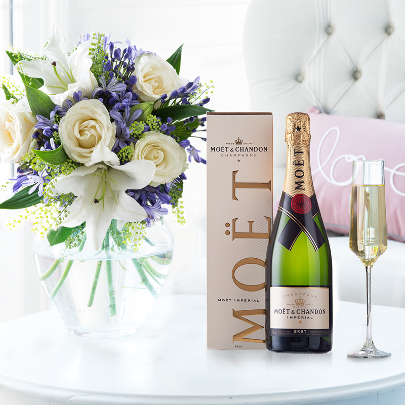 Flowers & Champagne Bluebelle & Moët & Chandon - Next Day Flower & Gift Delivery UK - Appleyard London