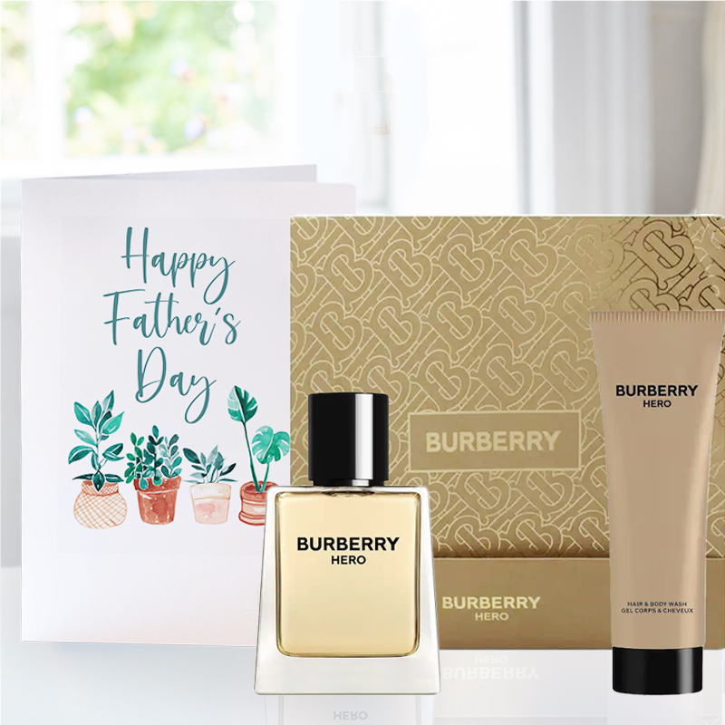 Burberry Hero Eau de Toilette & Shower Gel, 12 Handmade Chocolate Truffles & Father's Day Card - Father's Day Delivered UK - Hamper