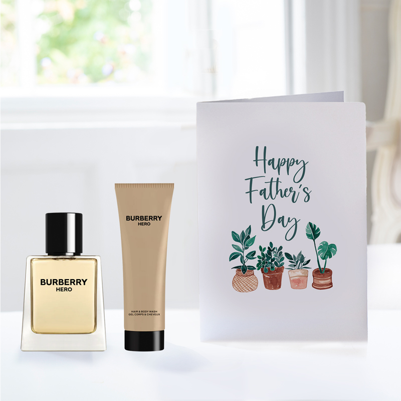 Burberry Hero Eau de Toilette (50ml) & Shower Gel (75ml), 12 Handmade Chocolate Truffles & Father's Day Card| Father's Day Delivered UK | Appleyard