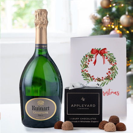 Ruinart Brut (75cl), 12 Mixed Truffles & Christmas Card