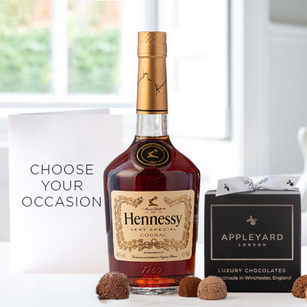 Hennessy (70cl), 12 Handmade Chocolate Truffles & Occasion Card