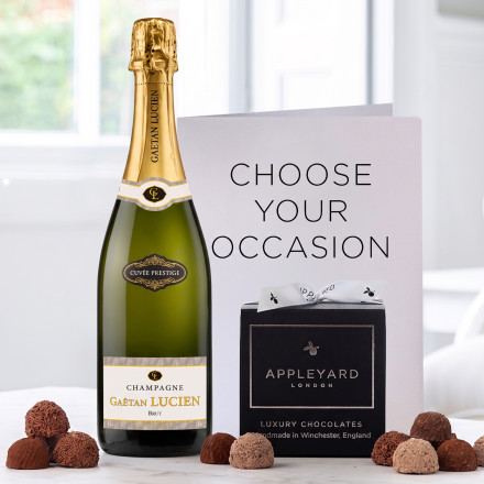 Lucien Gaeten Champagne (75cl), 12 Handmade Chocolate Truffles & Occasion Card