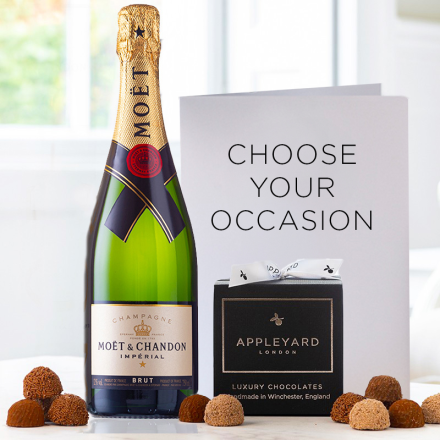 Moët & Chandon Brut Champagne (75cl), 12 Handmade Chocolate Truffles & Occasion Card