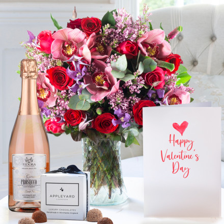 Grand Gesture, Fidora Prosecco Rosé, 6 Truffles & Valentine's Card