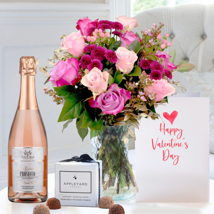 Scented Garden, Fidora Prosecco Rosé, 6 Truffles & Valentine's Card