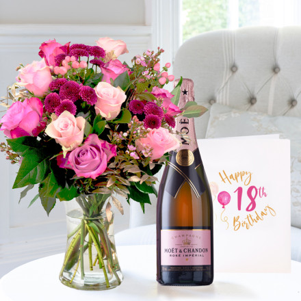 Scented Garden, Moët Rosé (75cl) & 18th birthday card