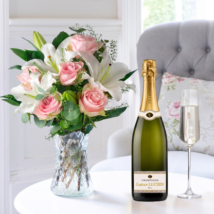 Simply Pink Rose & Lily & Lucien Gaeten Champagne (75cl)