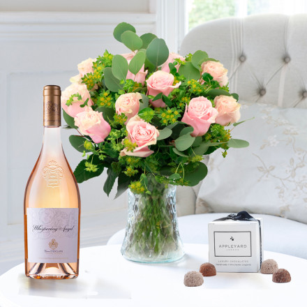 Luxury Pink Roses, Whispering Angel & 6 Mixed Truffles