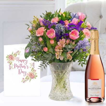 Spring Blossom, Philippe Fourier Rose Champagne (75cl) & Mother's Day Card
