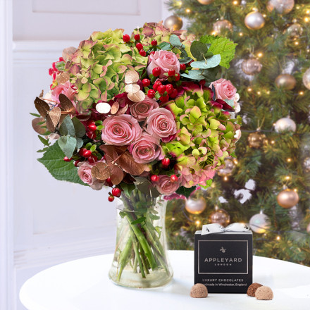 Christmas Hydrangea & 12 Mixed Truffles
