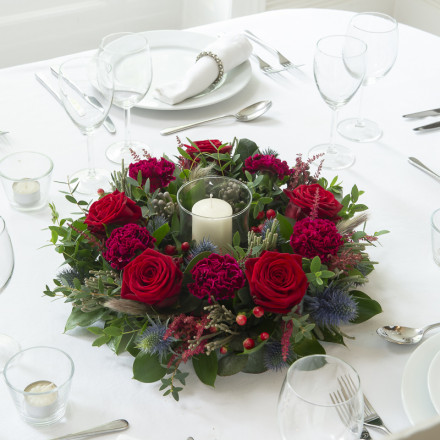 Ruby Allure Wreath Table Centre