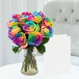 Rainbow Roses & Free Card