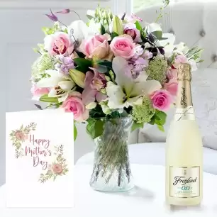 Cottage Garden, Alcohol Free Prosecco (75cl) & Mother's Day Card
