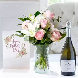 Simply Pink Rose & Lily, Appleyard Prosecco & Happy Mother's Day Card