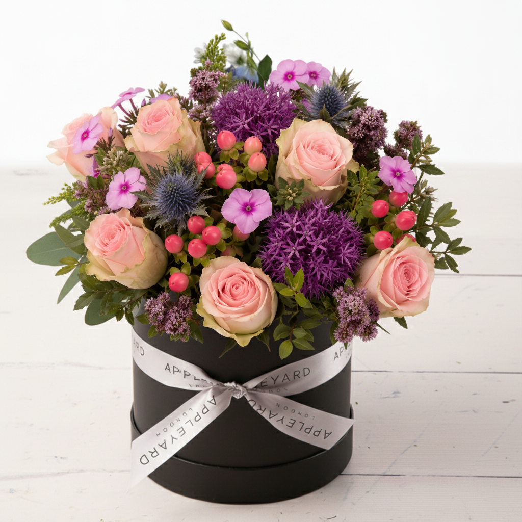 Strawberry Mojito Hatbox - Designed By Luxury Florist - Hatbox Flowers Mint - Flower Bouquet - Next Day Flower Delivery UK - Appleyard London