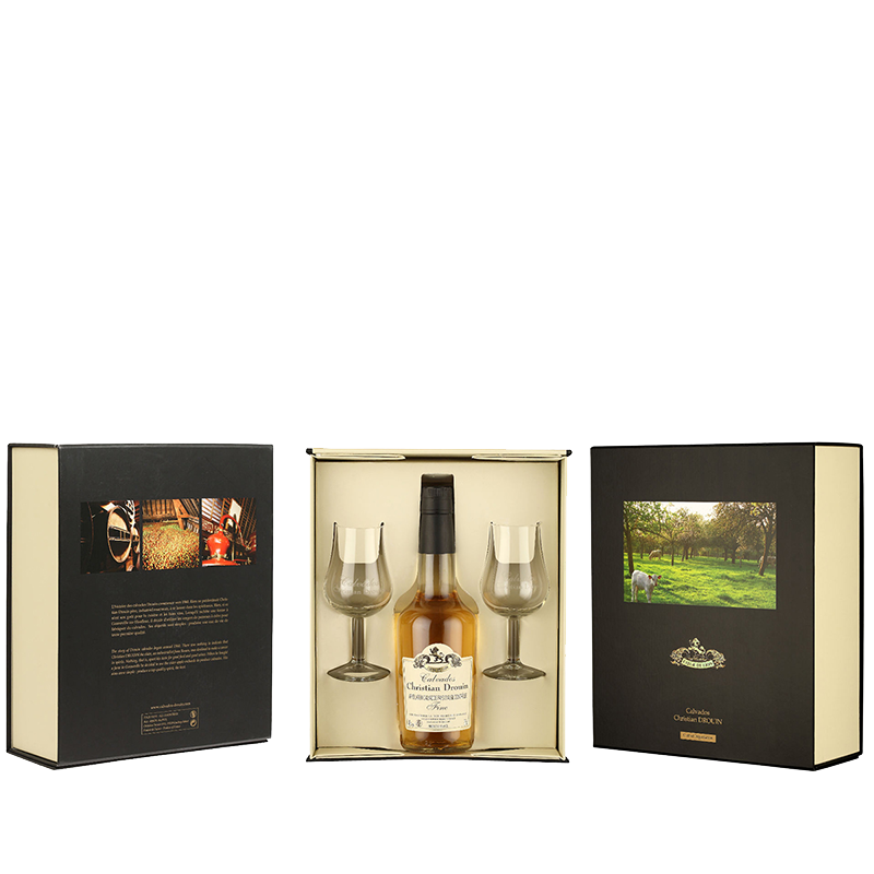 Christian Drouin Fine Calvados Pays d’Auge (35cl), Gift Pack with 2 Glasses