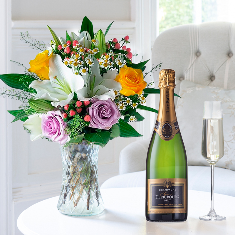 Flowers & Champagne Glaze & Champagne Dericbourg - Next Day Flower & Gift Delivery UK - Appleyard London
