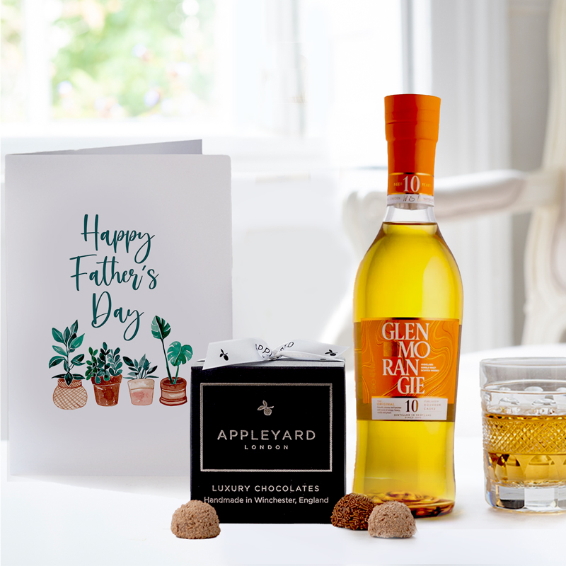 Glenmorangie The Original, 12 Handmade Chocolate Truffles & Father's Day Card - Hamper - Next Day Hamper Gift Delivery UK - Appleyard London