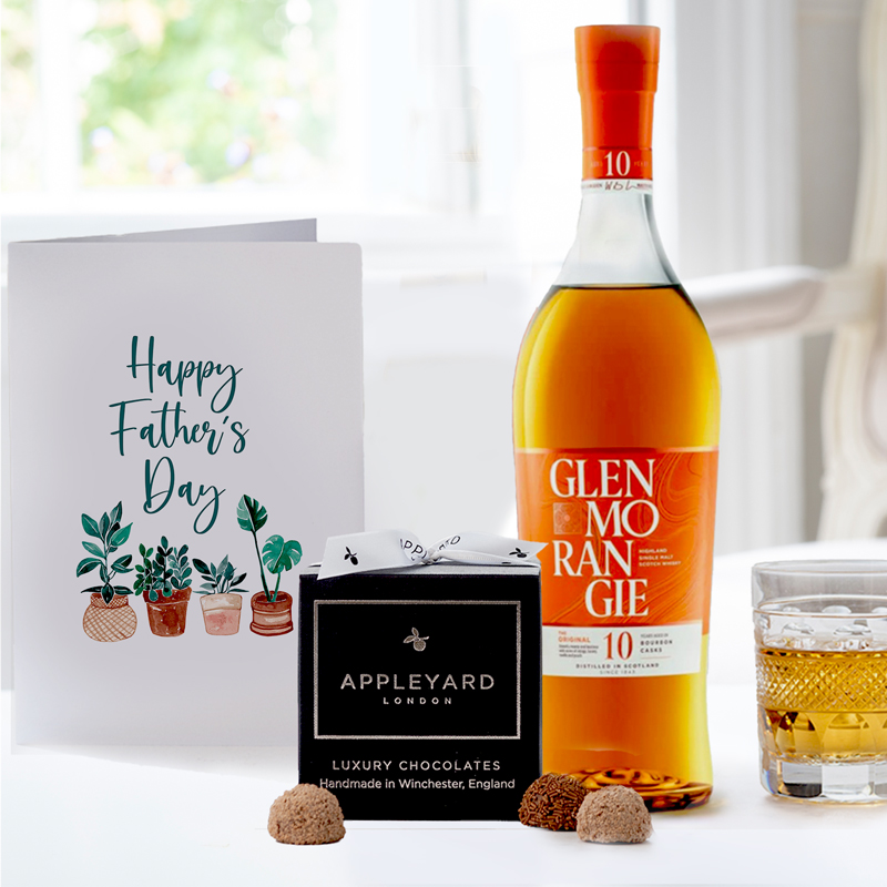 Glenmorangie The Original (70ml), 12 Handmade Chocolate Truffles & Father's Day Card| Father's Day Delivered UK | Appleyard London