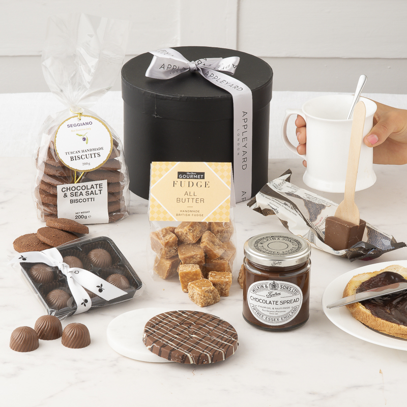 Chocolate Hatbox Hamper - Hamper - Next Day Hamper Gift Delivery UK - Appleyard London