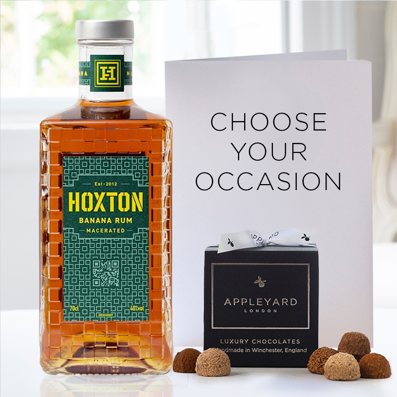 Hoxton Banana Rum, Chocolate Truffles & Occasion Card - Luxury Alcohol & Chocolates Gifts - Gifts Delivered by Appleyard London - Gift Idea - Next Day