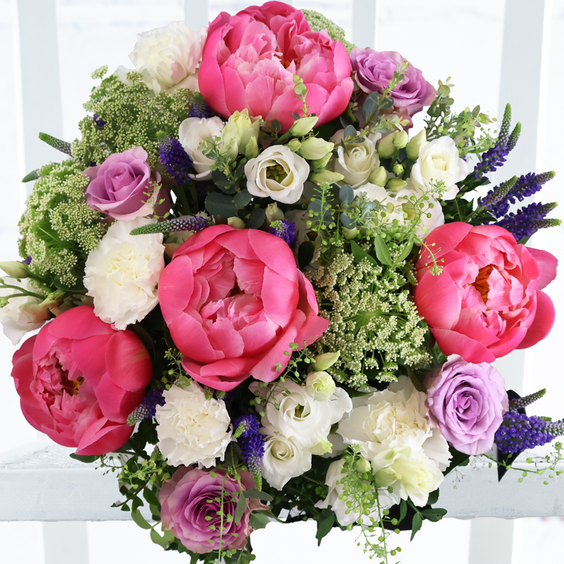Coral Peonies, Lilac Roses & White Lisianthus - Peony Flower Bouquets - Next Day Flower & Gift Delivery UK - Appleyard London