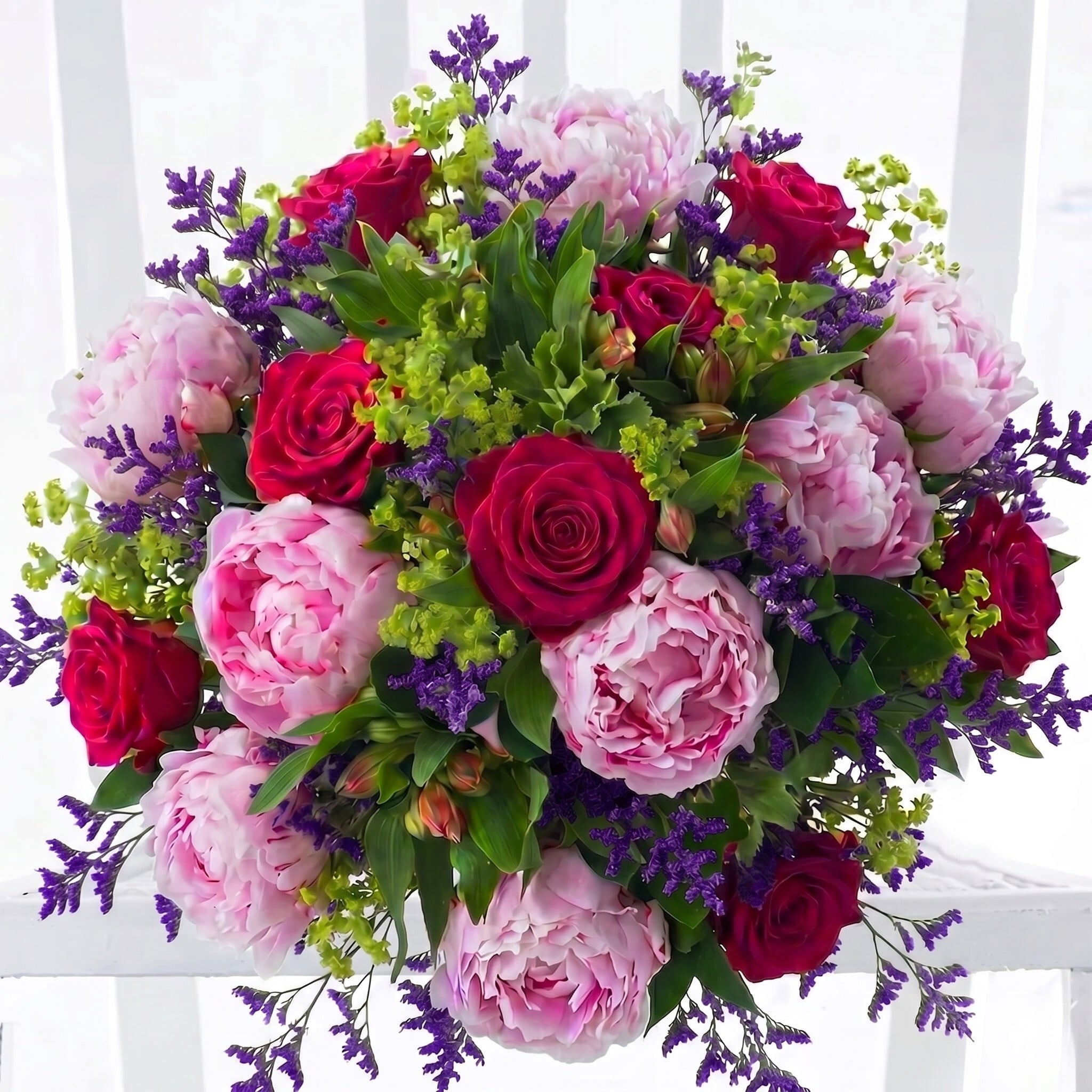 Luxury Pomegranate Rose & Pink Peony - Pink - Alstroemeria & Bupleurum - Peony Bouquet - Next Day Flower Delivery UK - Appleyard London