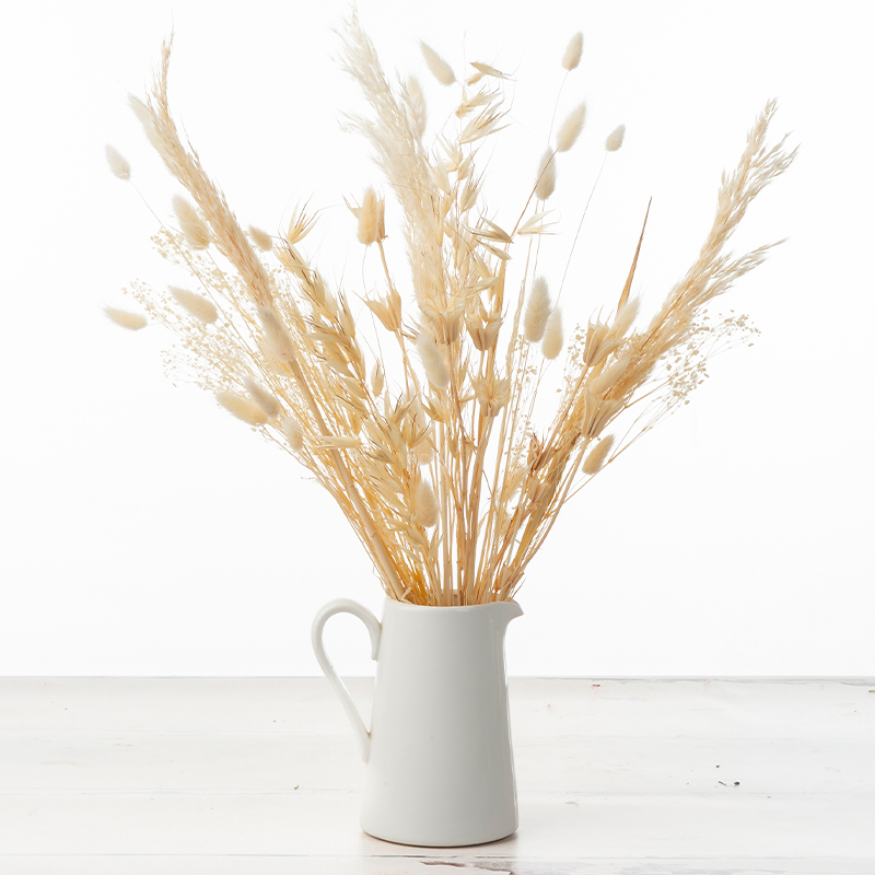 Natural Whites - Dried White Flowers Bouquet - Dried Wheat & Lagurus - Flower Bouquet - Next Day Flower Delivery UK