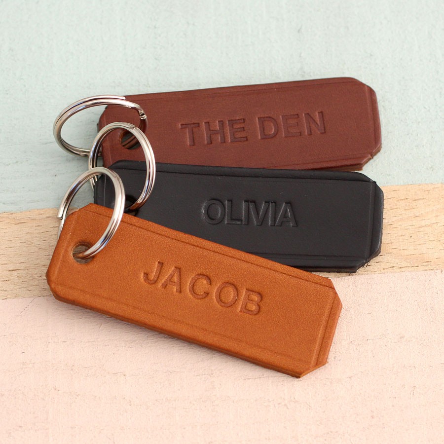 Personalised Embossed Leather Keyring