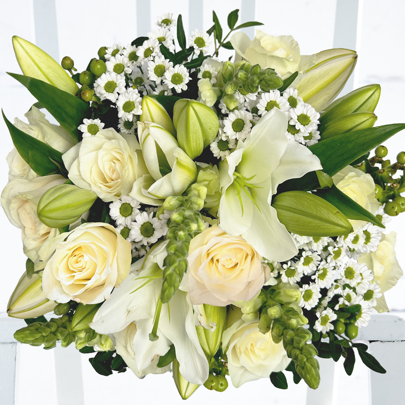 Large Luxury Flower Bouquet - Rose & Lily - White - Antirrhinum & Chrysanthemum - Next Day Flower Delivery UK - Appleyard London