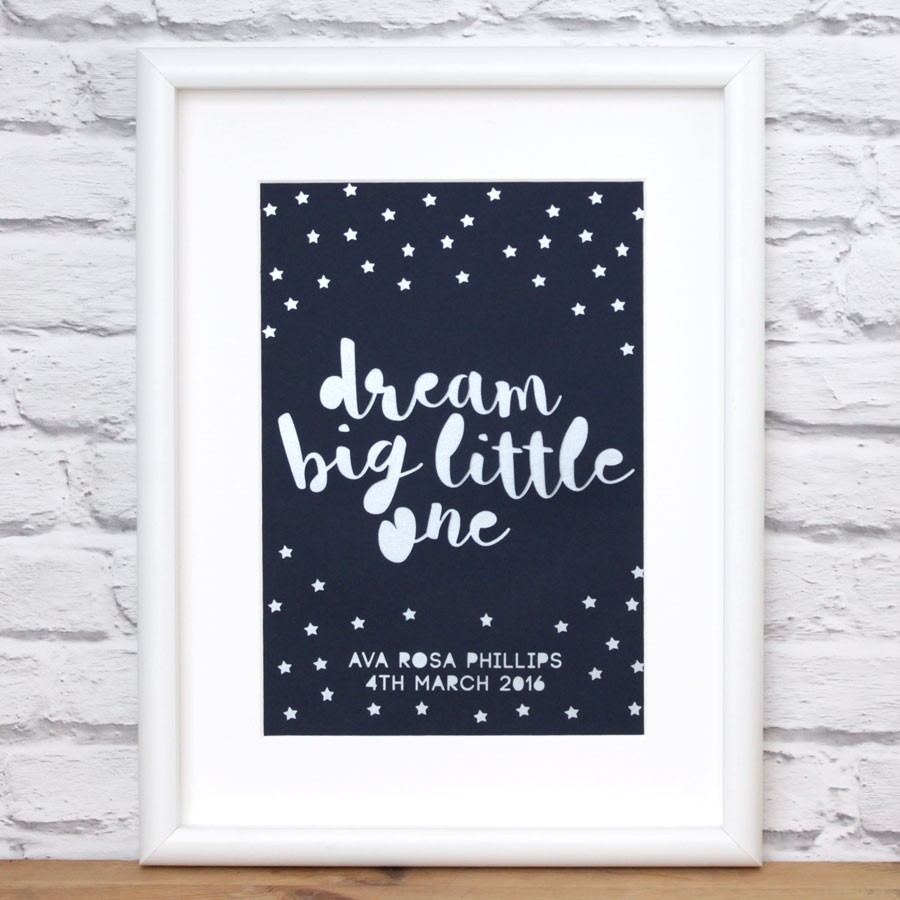 Personalised 'Dream Big' Papercut Framed Print