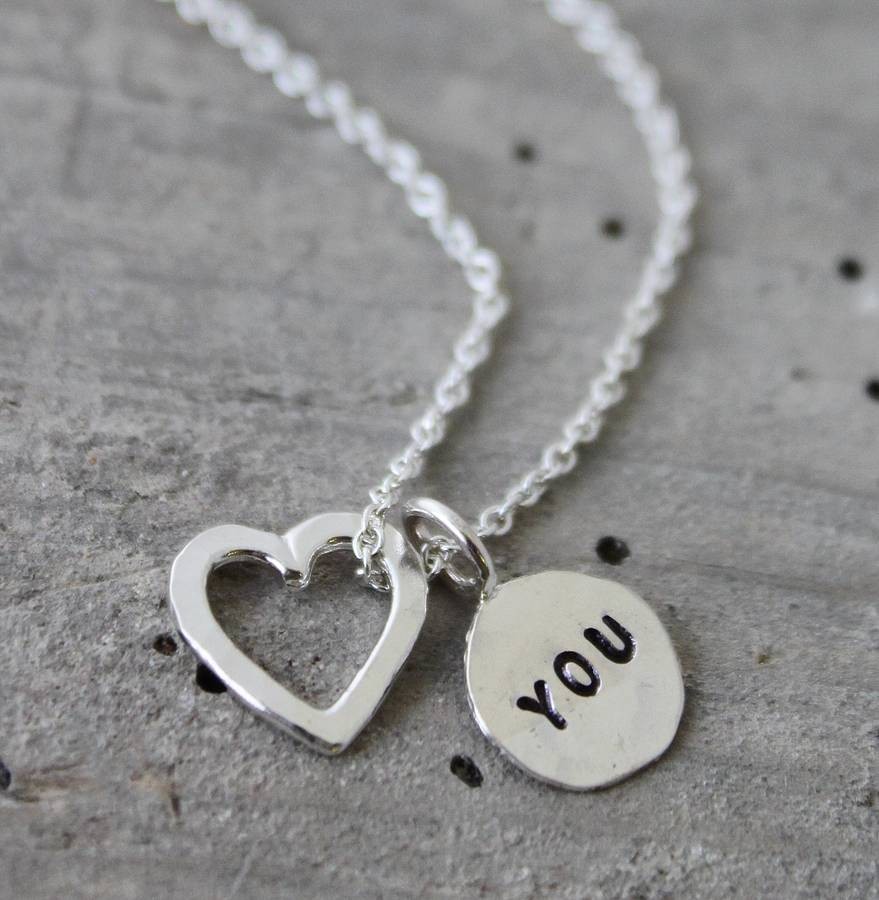 Heart & Tag Charm Silver Necklace