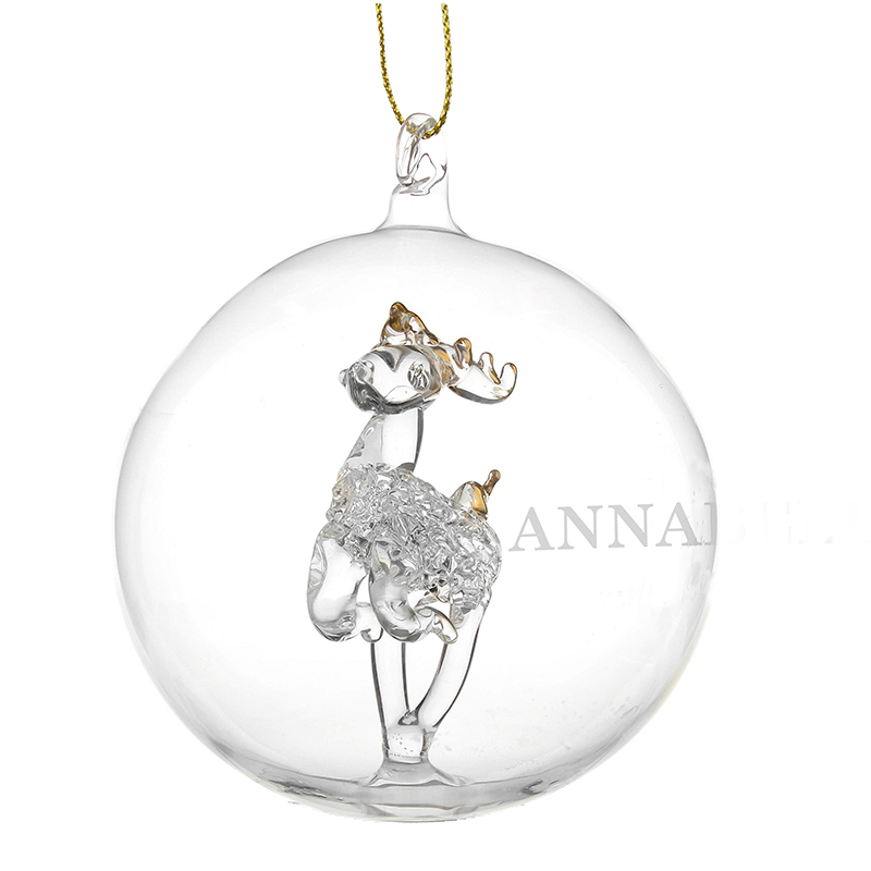 Personalised Name Only Reindeer Glass Bauble