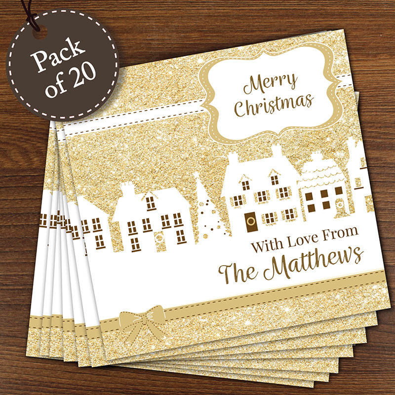 Personalised Festive Village Pack of 20 Cards