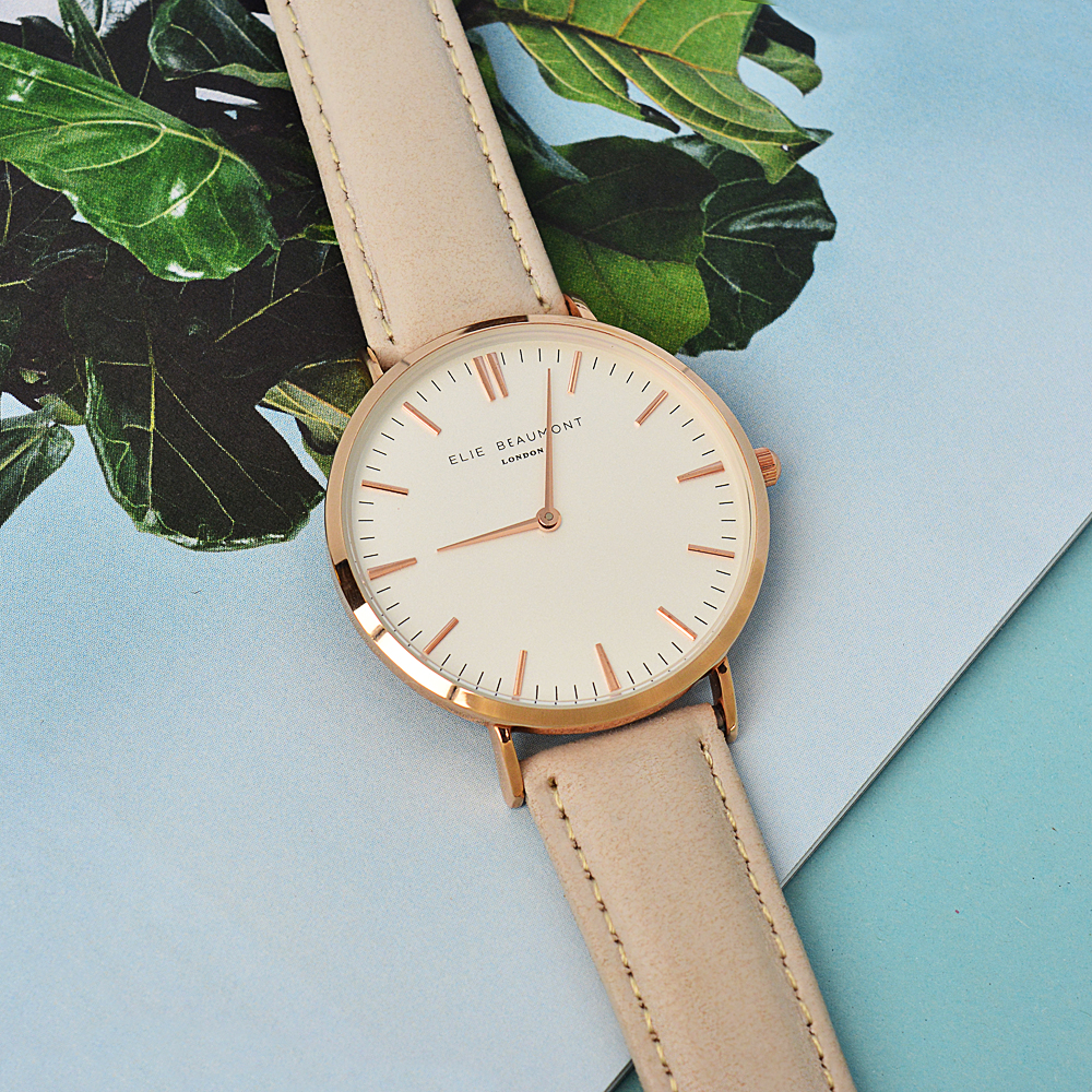 Modern - Vintage Personalised Leather Watch in Stone