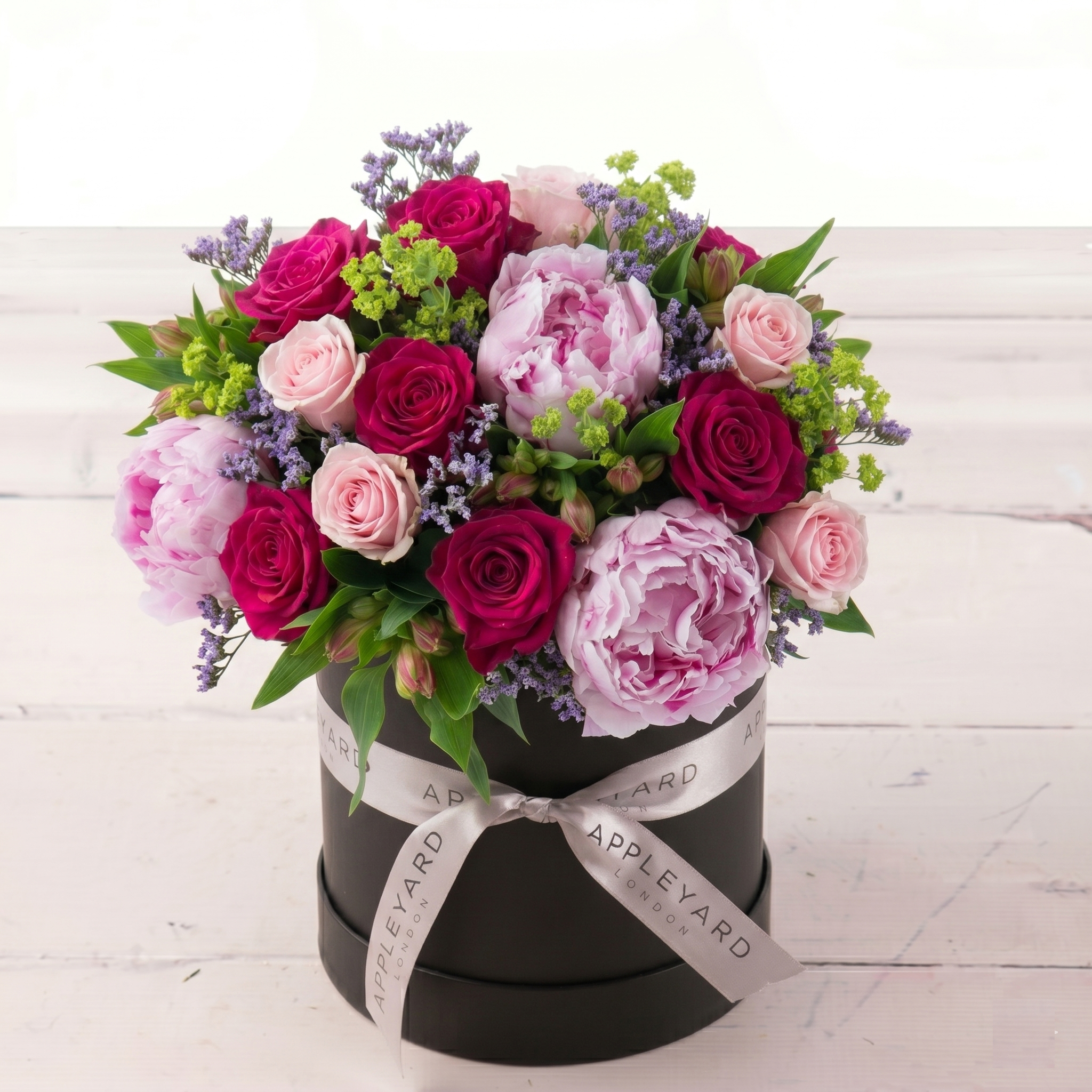 Pomegranate Pink Peony Hatbox - Pink - Peonies & Roses - Flower Bouquet - Next Day Flower Delivery UK - Appleyard London