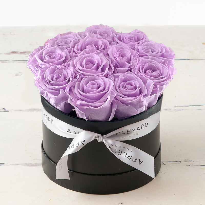 Forever Rose Hatbox - Purple - Preserved Roses - Flower Bouquet - Next Day Flower Delivery UK - Appleyard London