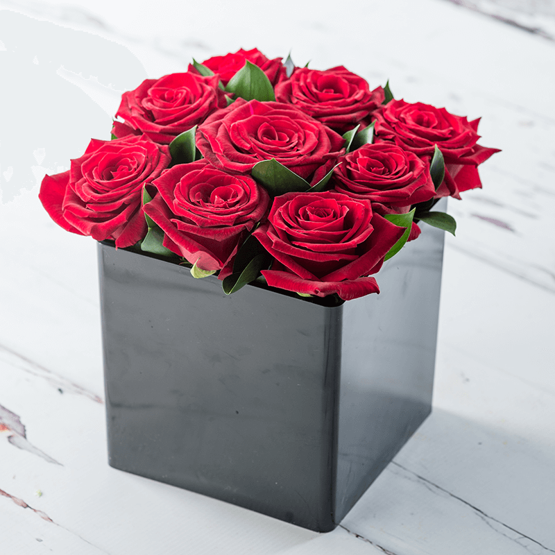 Red Rose Cube Arrangement