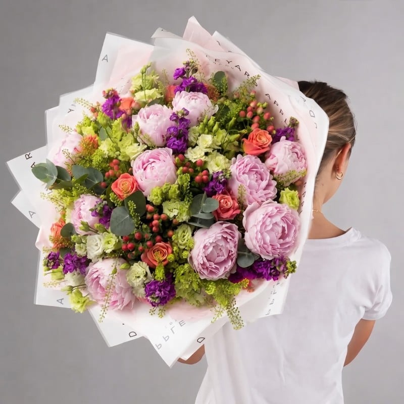 Luxury Flowers - The Westminster - Pink Flowers - Lisianthus & Peonies Bouquet - Premium Next Day Flower Delivery UK - Appleyard London