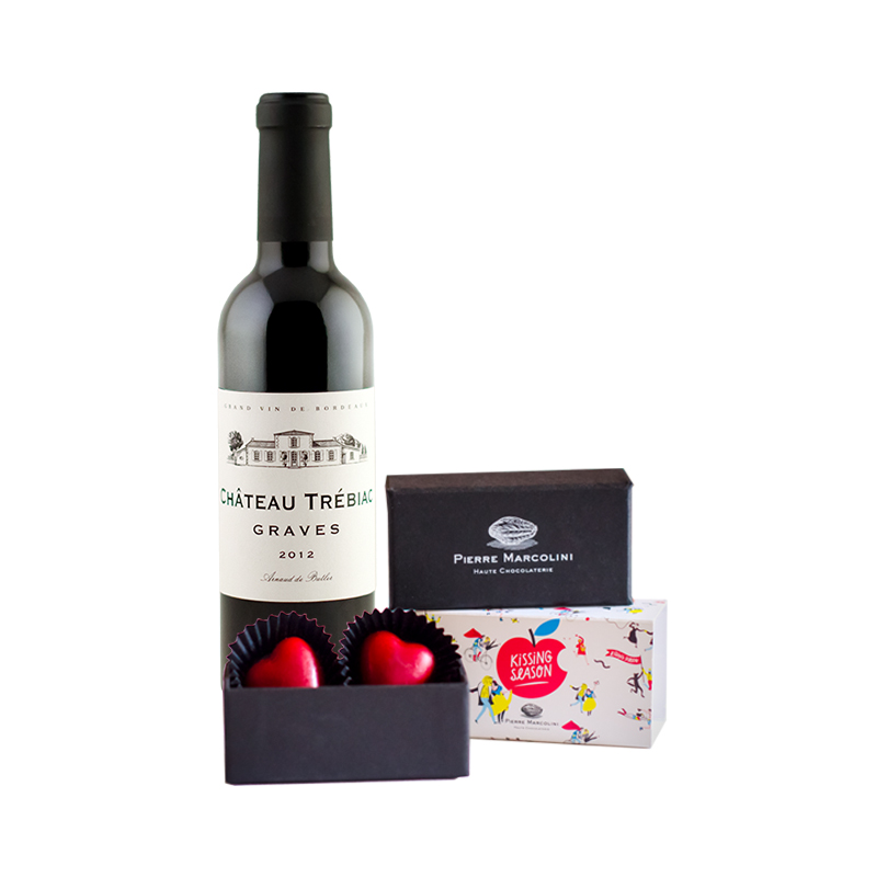 Chateau Trébiac Rouge Half Bottle & Luxury Chocolate Hearts