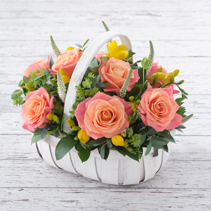 Vintage Rose & Freesia Basket