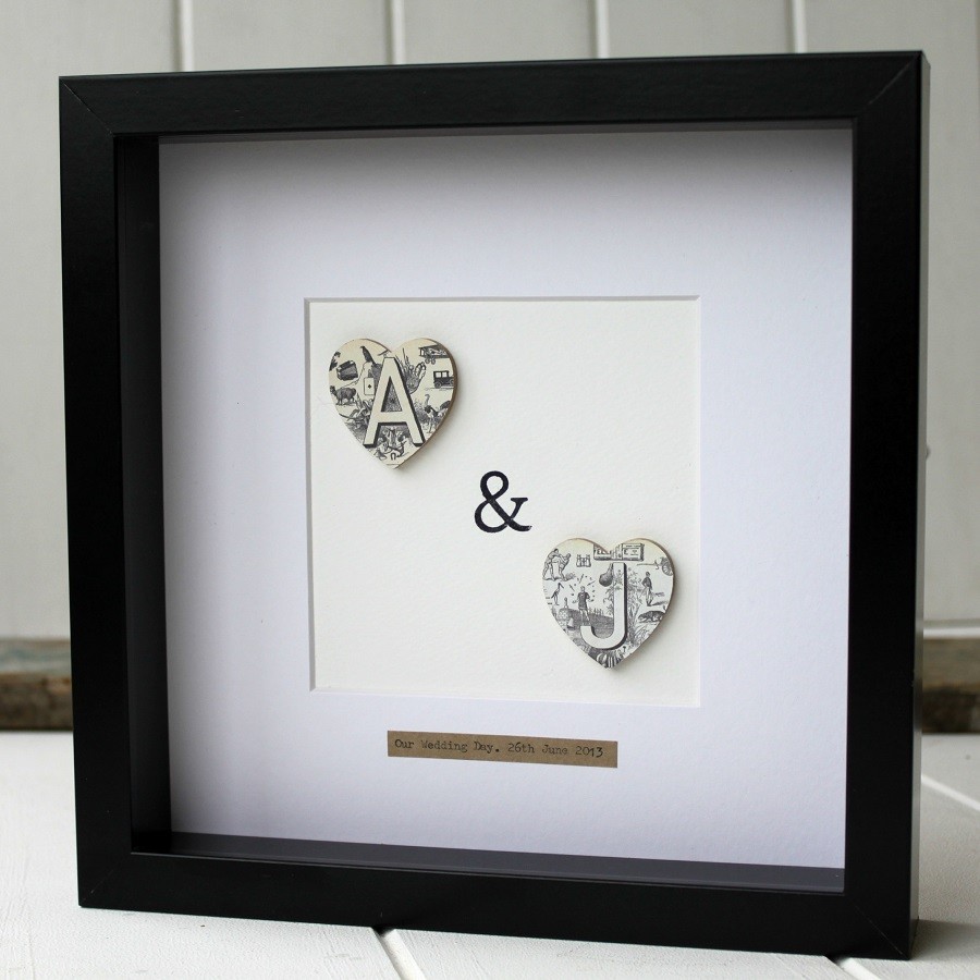 Framed Vintage Monogram Heart Picture